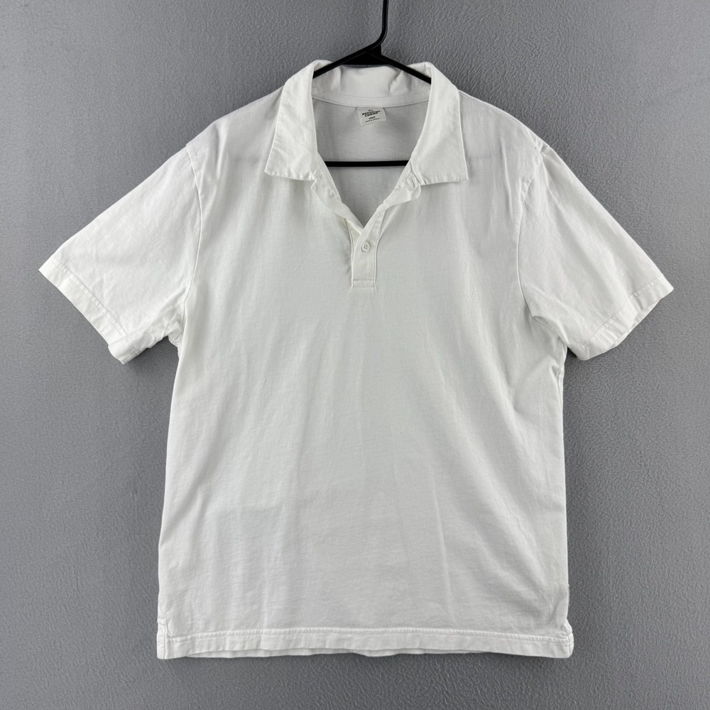 Reigning Champ Polo Shirt Mens Large White Cotton FLAWS SEE